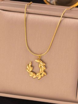 Jewels Galaxy - Gold Plated Anti Tarnish Stainless Steel Crescent Moon Themed Necklace