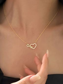 Jewels Galaxy - Gold Plated Anti Tarnish Stainless Steel Infinity Heart Themed Necklace