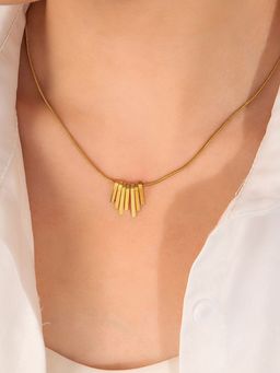 Jewels Galaxy - Gold Plated Anti Tarnish Stainless Steel Dangling Stripes Necklace