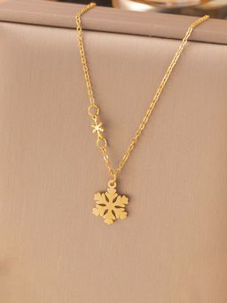 Jewels Galaxy - Gold Plated Anti Tarnish Stainless Steel Snow Flake Necklace