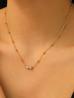 Jewels Galaxy - Gold Plated Anti Tarnish Stainless Steel Bow Themed Necklace