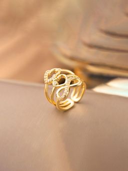 Jewels Galaxy - Gold Plated Anti Tarnish Stainless Steel Infinity Heart Themed Ring