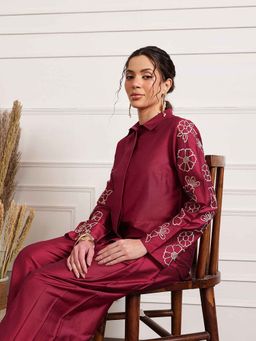 Barara Ethnic - Women Maroon Floral Co-Ord (Set of 2)