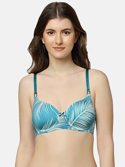Triumph - Padded Non Wired Tropical Palm Print Everyday T-Shirt Bra - Blue