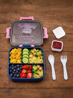 Mi Arcus - Cat Print Kids' Blue Lunch Box Leakproof Bento Box With 4 Compartments (0-6 Months)