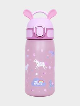 Mi Arcus - Unicorn Print BPA-Free Straw Water Bottle with Flip-Top Lid & Carry Handle- Pink
