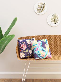 Happy Hues - Bird And Flower Print Cushion Cover