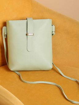 Haute Sauce - Sage Green Solid Vegan Leather Sling Bag