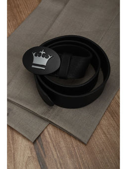 Louis Philippe - Men Black Textured Genuine Leather Casual Belt-LYBLKRGF2302027