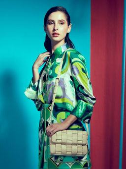 Saint G - Giada Cream Woven Leather Cross Body Sling Bag