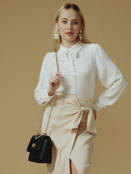 Saint G - Addie Black Hand Woven Leather Sling Bag