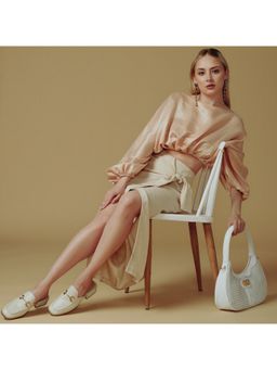 Saint G - Tesorina White Hand Woven Leather Hobo Bag