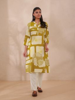 Suti - Women Mustard Geometric Printed Kurta