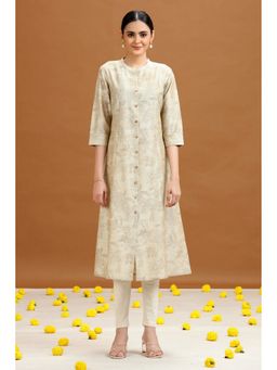 Cotton Culture - Women Off White Floral Printed A-Line Kurta