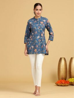 Cotton Culture - Women Blue Cotton Floral Printed Tunic