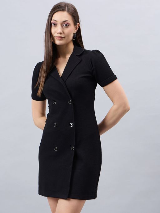 Buy Style Quotient Women Solid Black Regular Fit Semi Formal Blazer Dress  Online