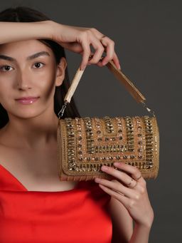 DRASTR - Beige And Gold Party Clutches