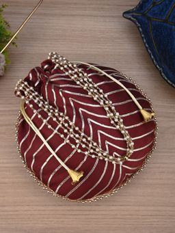 DRASTR - Maroon Striped Party Potli Bag