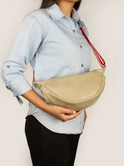 The House Of Ganges - Vegan Leather Bum Sling Bag -Beige (M)