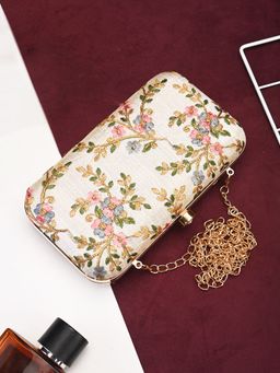 DRASTR - White Embroidered Party Box Clutches
