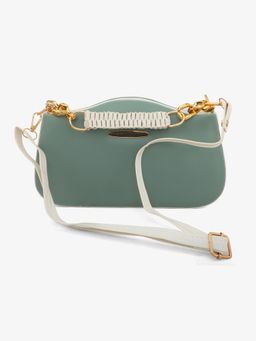 DRASTR - Green Solid Synthetic Leather Handbag with Detachable Strap