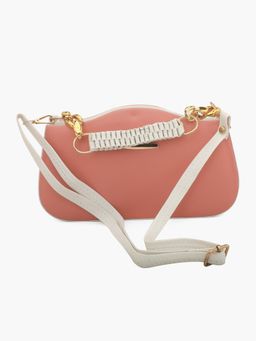 DRASTR - Peach Solid Synthetic Leather Handbag with Detachable Strap