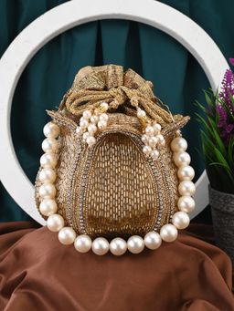 DRASTR - Gold Toned Embellished Potli Bag