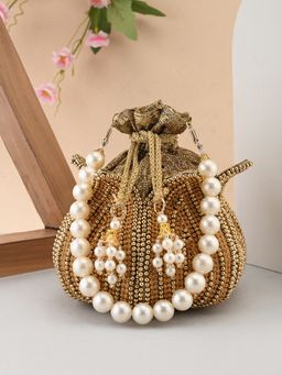 DRASTR - Bronze Toned Embellished Potli Bag