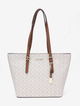 Calvin Klein - Logo Beige Pvc Tote Bag