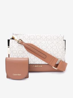 Calvin Klein - Logo White Pu Sling Bag with Pouch