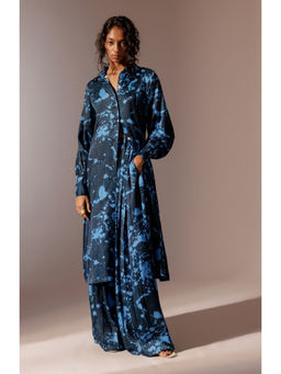 Advait - Nysa Longline Blue Shirt Maxi Dress