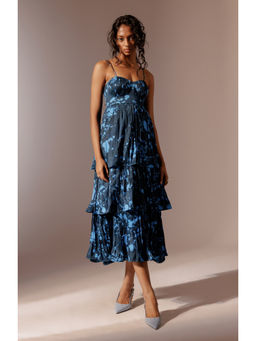 Advait - Nysa Tiered Blue Midi Dress