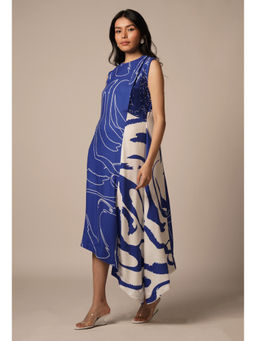 Advait - Cora-Cari Pleated Blue Midi Dress