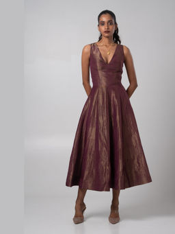 Advait - Aster Burgundy Midi Dress