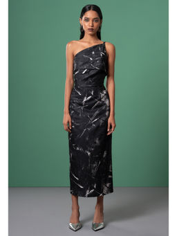 Advait - Onyx Foldover Black Midi Dress