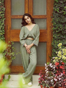 House of Fett - Green Linen Blend Top with Pant