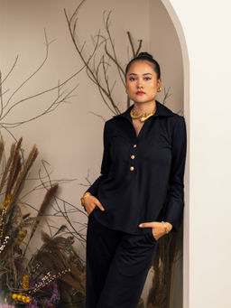 House of Fett - Black Polyester Shirt with Pant