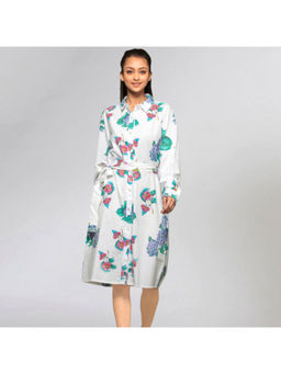 First Resort by Ramola Bachchan - Mauve Embellished Floral Knee Length Shirt Dress