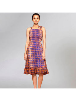 First Resort by Ramola Bachchan - Brown Smocked Sun A Line Maxi Dress