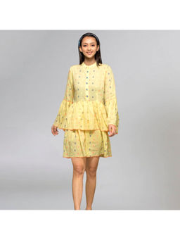 First Resort by Ramola Bachchan - Lemon Yellow Frill A Line Mini Dress
