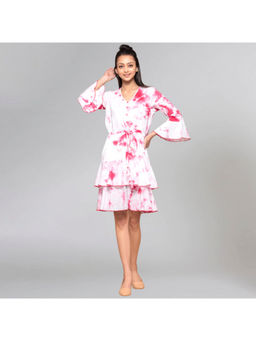 First Resort by Ramola Bachchan - Light Pink Tie-Dye Frill A Line Mini Dress