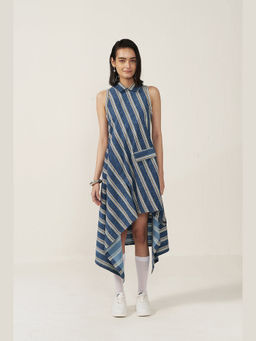 Muvazo - Everyday Luxe Stripe Blue Midi Dress
