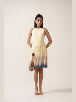 Muvazo - Sunset Riviera Yellow Knee Length Dress