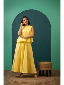 POMCHA - Sukoon Yellow Muse Cotton Co-Ord Sets