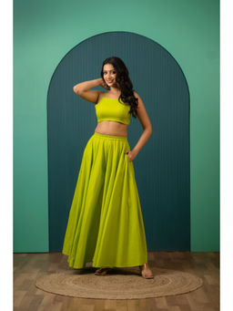 POMCHA - Sukoon Lime Green Cotton Two Piece Sets