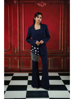 SAKSHI G CHAWLA - Navy Blue Lumi Beads and Stone Coord Set
