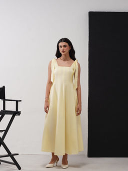 AMOSHI - Audrey Yellow Maxi Dress with Belt