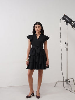 AMOSHI - Juliet Black Mini Dress with Belt