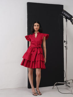 AMOSHI - Juliet Mini Red Dress with Belt