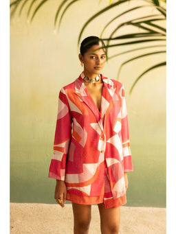 Pallavi Agarwal - Pink Printed Terra Blush Blazer Dress